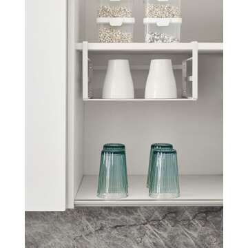 Nxconsu 2Pack Under Shelf Storage Basket Organizer Hanging Holder for Cabinet Pantry Kitchen Cupboard Desk Counter Bookshelf Organization Add-on Space Saver Heavy Duty Slide-in White Small