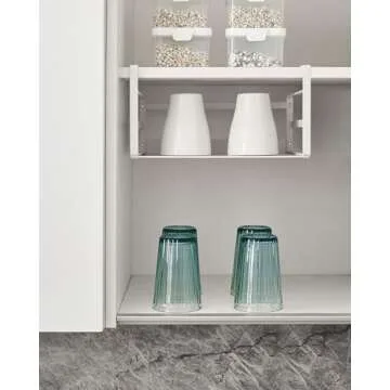 Nxconsu 2Pack Under Shelf Storage Basket Organizer Hanging Holder for Cabinet Pantry Kitchen Cupboard Desk Counter Bookshelf Organization Add-on Space Saver Heavy Duty Slide-in White Small