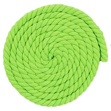 Super Soft 3 Strand Twisted Cotton Rope - Lime Green, 1/2 Inch x 10 Feet