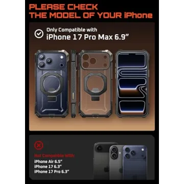 Durable SUPCASE iPhone 17 Pro Max Case with Kickstand, Military-Grade Protection and MagSafe Compati...