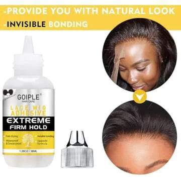 Wig Glue 1.28OZ, Waterproof Lace Front Wig Glue for Wigs with Tools and Hair Wax Stick (Wig Glue/Wig Glue Remover/Hair Wax Stick/Edge Control Wax/Elastic Band/Hair Dual Drush/Wig Caps)