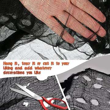 YOUSHEME 5 Pcs Halloween Creepy Cloth 30×71 inch,Scary Gauze Doorways Spooky Giant Tapestry for Halloween Party Supplies Decorations Indoor Outdoor Yard Wall Entryways Windows Decor,Black