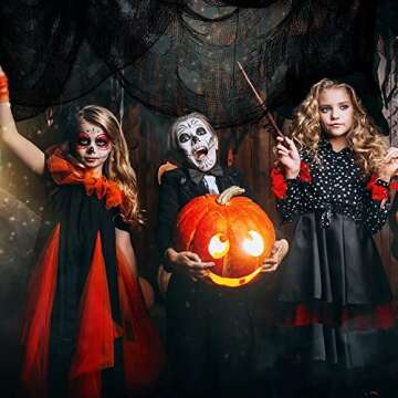 YOUSHEME 5 Pcs Halloween Creepy Cloth 30×71 inch,Scary Gauze Doorways Spooky Giant Tapestry for Halloween Party Supplies Decorations Indoor Outdoor Yard Wall Entryways Windows Decor,Black