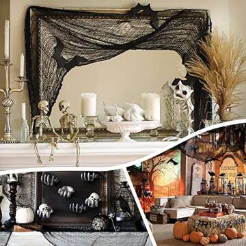 YOUSHEME 5 Pcs Halloween Creepy Cloth 30×71 inch,Scary Gauze Doorways Spooky Giant Tapestry for Halloween Party Supplies Decorations Indoor Outdoor Yard Wall Entryways Windows Decor,Black