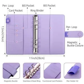 SKYDUE Budget Binder, Money Saving Binder with Zipper Envelopes, Cash Envelopes and Expense Budget Sheets for Budgeting