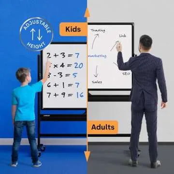 Rolling Dry Erase Board 48 x 36 - Large Portable Magnetic Whiteboard with Stand - Double Sided Easel...