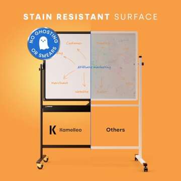 Rolling Dry Erase Board 48 x 36 - Large Portable Magnetic Whiteboard with Stand - Double Sided Easel Style Whiteboard with Wheels - Mobile Standing Whiteboard for Office, Classroom & Home