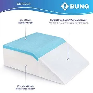 Ebung Leg Pillow Memory Foam - Cooling Gel Leg Elevation with Removable Cover for Swelling, Circulation, and Pain Relief - Ergonomic Leg Rest for Back, Pregnancy, Post-Surgery - 24x21x8-Inch (White)