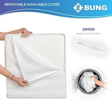 Ebung Leg Pillow Memory Foam - Cooling Gel Leg Elevation with Removable Cover for Swelling, Circulation, and Pain Relief - Ergonomic Leg Rest for Back, Pregnancy, Post-Surgery - 24x21x8-Inch (White)