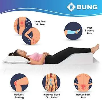 Ebung Leg Pillow Memory Foam - Cooling Gel Leg Elevation with Removable Cover for Swelling, Circulation, and Pain Relief - Ergonomic Leg Rest for Back, Pregnancy, Post-Surgery - 24x21x8-Inch (White)