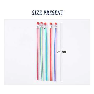 OJYUDD Flexible Bendy Pencil, 35 PCS Flexible Soft Pencil Colorful Stripe Soft Pencils with Eraser a...