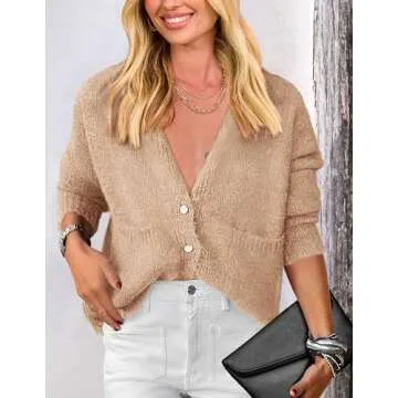 PRETTYGARDEN Women's Knit Cardigan Sweaters Casual Long Sleeve Open Front Button Up Ribbed Fall Spri...