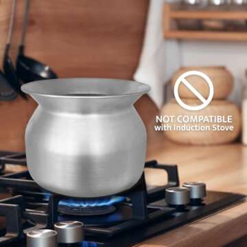 PANWA Sticky Rice Aluminum Cook Pot from Thailand - Genuine Replacement Pot for Traditional Steamer Crock, Family Size 8.67 Inch Standard Diameter (22 cm)