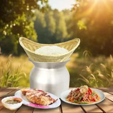 PANWA Sticky Rice Aluminum Cook Pot from Thailand - Genuine Replacement Pot for Traditional Steamer Crock, Family Size 8.67 Inch Standard Diameter (22 cm)