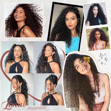 LONAI Black Hair Extension,9PCS 22" Curly Clip in Hair Extensions LN002 Long Soft Thick Synthetic Hairpieces for Women-Black