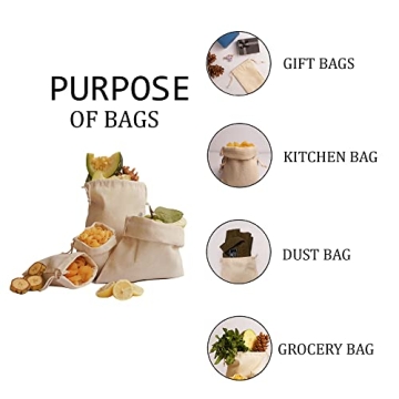 BigLotBags Reusable Muslin Bags Pack of 25 Eco Friendly