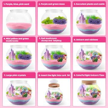 Unicorn Light-Up Terrarium Kit for Girls Ages 4-12