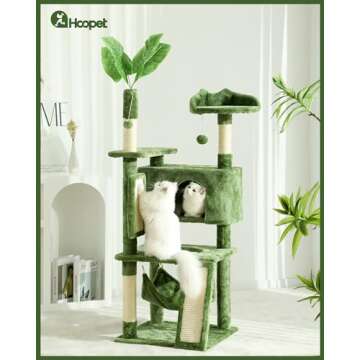 Hoopet 63IN Cat Tree Tower for Indoor Cats Large Adult, Cat Scratching Posts Featuring with Scratchi...