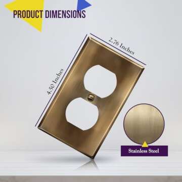 ENERLITES Duplex Receptacle Outlet Metal Wall Plate, Stainless Steel Outlet Cover, Corrosion Resista...