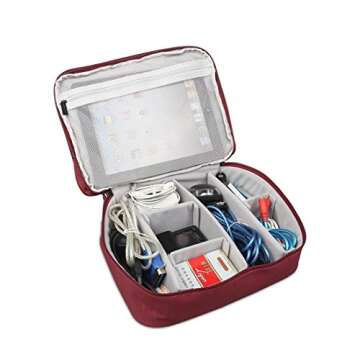 BUBM 12'' Large Double Layer Waterproof Handbag Travel Office Gear Organizer Electronics Accessories Gadget Big Bag For USB Cable, SD Card, Hard Drive, Digital Camera, iPad (XL,Black)