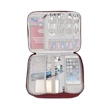 BUBM 12'' Large Double Layer Waterproof Handbag Travel Office Gear Organizer Electronics Accessories Gadget Big Bag For USB Cable, SD Card, Hard Drive, Digital Camera, iPad (XL,Black)