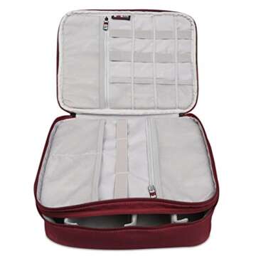 BUBM 12'' Large Double Layer Waterproof Handbag Travel Office Gear Organizer Electronics Accessories Gadget Big Bag For USB Cable, SD Card, Hard Drive, Digital Camera, iPad (XL,Black)