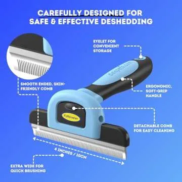 DakPets Deshedding Tool | Stainless Steel Grooming Brush for Shedding Fur Removal - Cats and Dogs