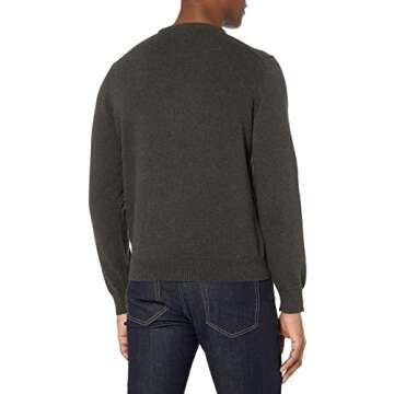 Amazon Essentials Men's Crewneck Sweater, 100% Cotton, Charcoal Heather, Medium, Big & Tall Options ...