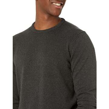 Amazon Essentials Men's Crewneck Sweater, 100% Cotton, Charcoal Heather, Medium, Big & Tall Options Available