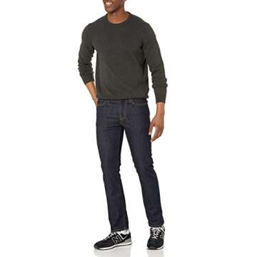 Amazon Essentials Men's Crewneck Sweater, 100% Cotton, Charcoal Heather, Medium, Big & Tall Options Available