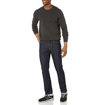 Amazon Essentials Men's Crewneck Sweater, 100% Cotton, Charcoal Heather, Medium, Big & Tall Options Available