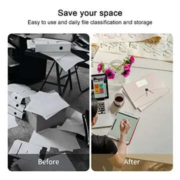 JIMEIQI Accordion File Organizer, 13 Pocket Expanding File Folder Organizer for Letter Size/A4 Documents, Beige Expandable Portable Monthly Bill/Receipt Organizer for Home/Office/School