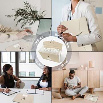 JIMEIQI Accordion File Organizer, 13 Pocket Expanding File Folder Organizer for Letter Size/A4 Documents, Beige Expandable Portable Monthly Bill/Receipt Organizer for Home/Office/School
