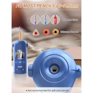 AFMAT Electric Pencil Sharpener for Colored Pencils 7-11.5mm, Fully Automatic Pencil Sharpener, Robot Pencil Sharpener, Rechargeable Hands-Free Pencil Sharpener for Large Pencils, Home, Classroom