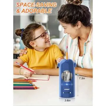 AFMAT Electric Pencil Sharpener for Colored Pencils 7-11.5mm, Fully Automatic Pencil Sharpener, Robot Pencil Sharpener, Rechargeable Hands-Free Pencil Sharpener for Large Pencils, Home, Classroom