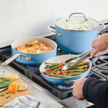 KitchenAid 9-Piece Nonstick Cookware Set in Blue Velvet