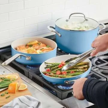 KitchenAid 9-Piece Nonstick Cookware Set in Blue Velvet