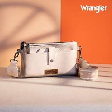 Wrangler Crossbody Purses for Women Multi-function Shoulder Bag Card Holder Small Purse Women's wallets with Double Zipper WG120-209TN