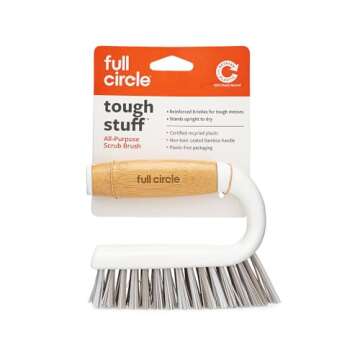 Full Circle Tough Stuff All-Purpose Scrub Brush, White 4.45" x 5.12" x 3.82"
