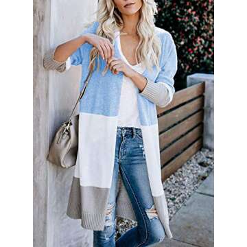 Stylish Boho Color Block Duster Cardigan for Women