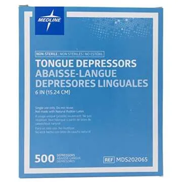 Medline Wood Tongue Depressors, Non-Sterile, 6 inch, 500 Count (Pack Of 10)