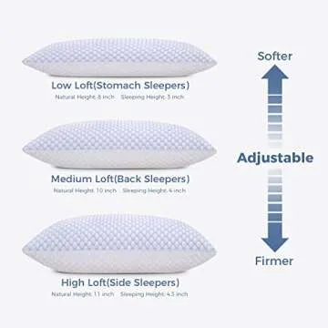 OSBED Shredded Memory Foam Pillows Queen Size Set of 2, Cooling Pillows for Sleeping 2 Pack, Adjustable Loft Bed Firm or Soft Pillows for Side, Back, Stomach, Hot Sleepers (20"x 30")