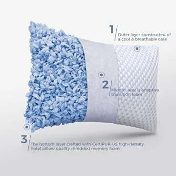 OSBED Shredded Memory Foam Pillows Queen Size Set of 2, Cooling Pillows for Sleeping 2 Pack, Adjustable Loft Bed Firm or Soft Pillows for Side, Back, Stomach, Hot Sleepers (20"x 30")