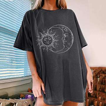 Wirziis Summer Women Vintage Tshirt Top - Trendy Graphics Loose Fit Blouse