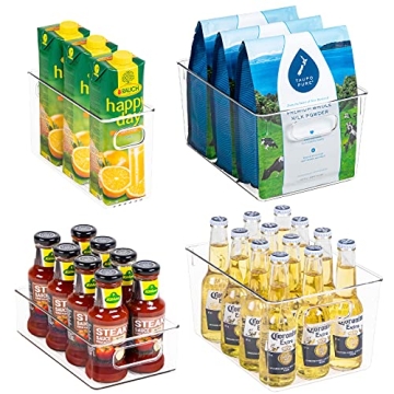 Plastic Refrigerator Organizer Bins - 4 Piece Clear Storage Set
