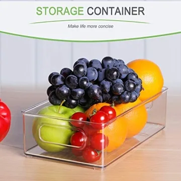 Plastic Refrigerator Organizer Bins - 4 Piece Clear Storage Set
