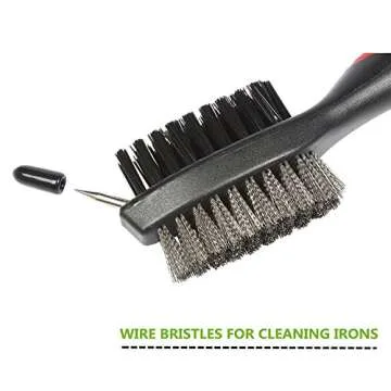 Yoport® Golf Club Brush and Club Groove Cleaner 2 Ft Retractable Zip-line Aluminum Carabiner, Lightweight and Stylish, Ergonomic Design, Easily Attaches to Golf Bag (Black+Black)