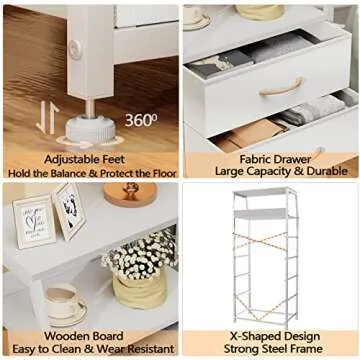 Furnulem White Dresser: 5 Drawer Storage Solution