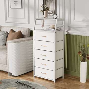 Furnulem White Dresser: 5 Drawer Storage Solution