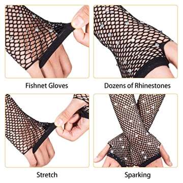 Stylish PAGOW Fishnet Rhinestone Long Gloves for Women